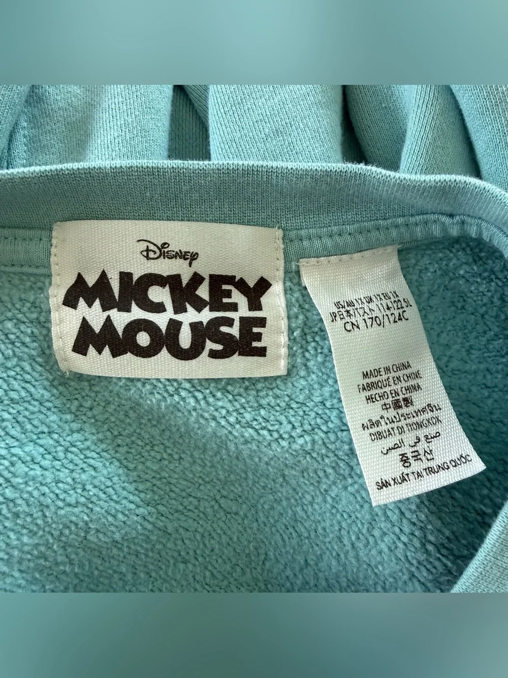 Disney Walt Disney World Mickey Mouse Oversized Crewneck Sweatshirt Aqua 1X